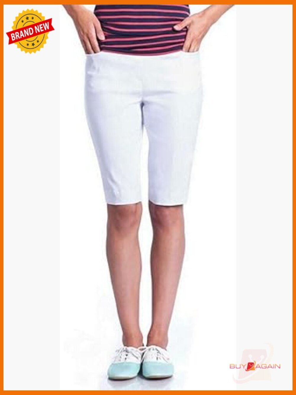 Wide Band Pull-on Slimming Walking Shorts with Tummy Control